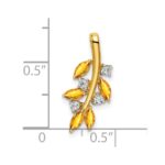 14k Marquise Citrine and Diamond Leaves Chain Slide - Image 3