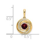 14k 4.5mm Round Moving Vibrant Garnet and Diamond Pendant - Image 3