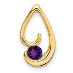 14k 4mm Round Amethyst Teardrop Chain Slide