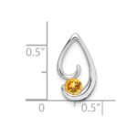 14k White Gold 4mm Round Citrine Teardrop Chain Slide - Image 2
