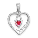 14k White Gold Ruby and Diamond Heart Pendant - Image 4