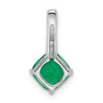 14k White Gold Cushion Emerald and Diamond Pendant - Image 4