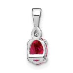 14k White Gold 7x5mm Oval Ruby and Diamond Pendant - Image 3