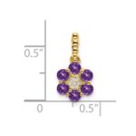 14k Amethyst and Diamond Floral Pendant - Image 2