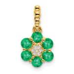 14k Emerald and Diamond Floral Pendant