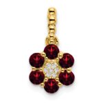 14k Garnet and Diamond Floral Pendant