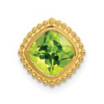 14k 6.5mm Cushion Peridot Beaded Edge Chain Slide