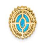 14k 8x6mm Oval Blue Topaz Beaded Edge Chain Slide - Image 4