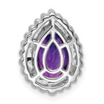 14k White Gold 9x6mm Pear Amethyst Beaded Edge Chain Slide - Image 4