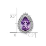 14k White Gold 9x6mm Pear Amethyst Beaded Edge Chain Slide - Image 3