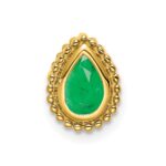 14k Pear Emerald Beaded Edge Chain Slide