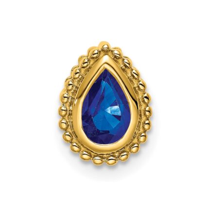 14k Pear Sapphire Beaded Edge Chain Slide
