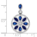 14k White Gold Pear and Marquise Sapphire and Diamond Circle Chain Slide - Image 3