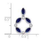14k White Gold Marquise Sapphire and Diamond Circle Chain Slide - Image 3