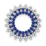 14k White Gold Sapphire and Diamond Sunburst Chain Slide