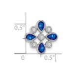 14k White Gold Pear Sapphire and Diamond Chain Slide - Image 3