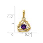 14k 4mm Round February/Amethyst Triangle Pendant - Image 3