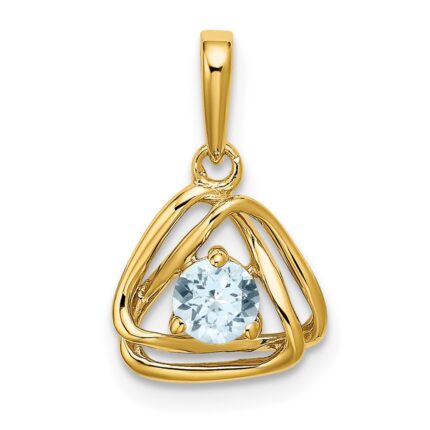 14k 4mm Round March/Aquamarine Triangle Pendant