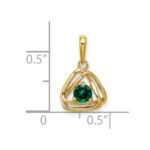 14k 4mm Round May/Lab Created Emerald Triangle Pendant - Image 2