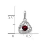 14k White Gold 4mm Round January/Garnet Triangle Pendant - Image 2