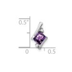 10k White Gold Cushion Amethyst and Diamond Chain Slide - Image 3