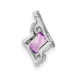 Sterling Silver Antique Cushion Amethyst and Diamond Pendant - Image 3