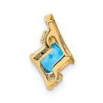10k Yellow Gold Cushion Blue Topaz and Diamond Chain Slide - Image 2