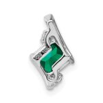 10k White Gold Cushion Cr. Emerald and Diamond Chain Slide - Image 3