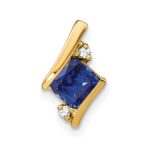 10k Yellow Gold Cushion Cr. Sapphire and Diamond Chain Slide