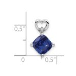 14k White Gold 7mm Cushion September/Lab Created Sapphire and Diamond Heart Chain Slide - Image 2
