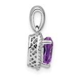 Sterling Silver Rhodium-plated Amethyst and Diamond Pendant - Image 2