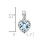 Sterling Silver Rhodium-plated Aquamarine and Diamond Pendant - Image 3