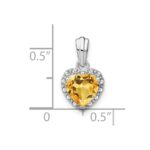 Sterling Silver Rhodium-plated Citrine and Diamond Pendant - Image 3