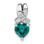 Sterling Silver Rhodium-plated Created Alexandrite/Diamond Pendant