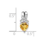 Sterling Silver Rhodium-plated Citrine and Diamond Pendant - Image 2