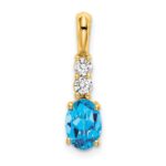 14K 7x5 Oval December/Blue Topaz and Diamond Pendant
