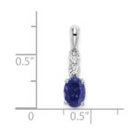 14k White Gold 7x5 Oval September/Lab Created Sapphire and Diamond Pendant - Image 2