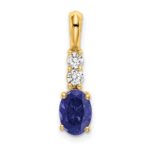 14K 7x5 Oval September/Lab Created Sapphire and Diamond Pendant