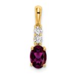 14K 7x5 Oval June/Rhodolite Garnet and Diamond Pendant
