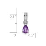 10k White Gold Pear Amethyst and Diamond Pendant - Image 3