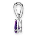 14k White Gold 6x4 Pear February/Amethyst and Diamond Pendant - Image 2