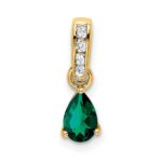 14K 6x4 Pear May/Lab Created Emerald and Diamond Pendant