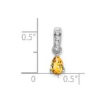 14k White Gold 6x4 Pear November/Citrine and Diamond Pendant - Image 2