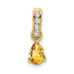 14K 6x4 Pear November/Citrine and Diamond Pendant