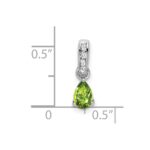 10k White Gold Pear Peridot and Diamond Pendant - Image 2