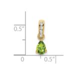 10k Yellow Gold Pear Peridot and Diamond Pendant - Image 2