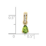 14K 6x4 Pear August/Peridot and Diamond Pendant - Image 2