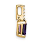 14k 7x5 Emerald-cut February/Amethyst and Diamond Pendant - Image 2