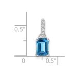 10k White Gold Blue Topaz and Diamond Pendant - Image 2