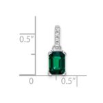 14k White Gold 1/20 carat Lab Grown Diamond VS/SI+ G+ and Lab Created Emerald Pendant - Image 2